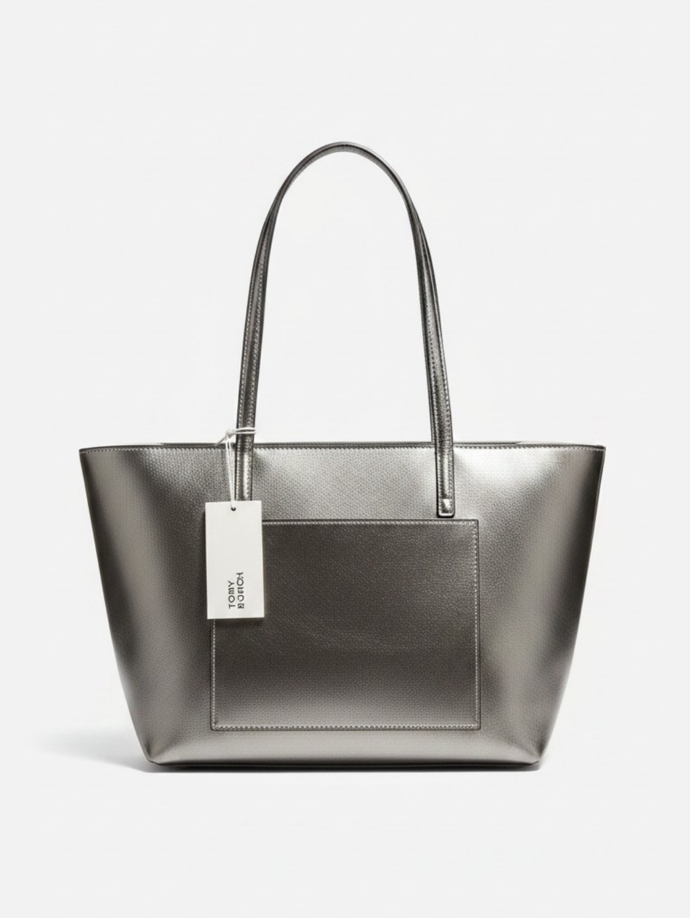 Nwt Tory Burch Metallic Gunmetal Tote - Picture 3 of 13